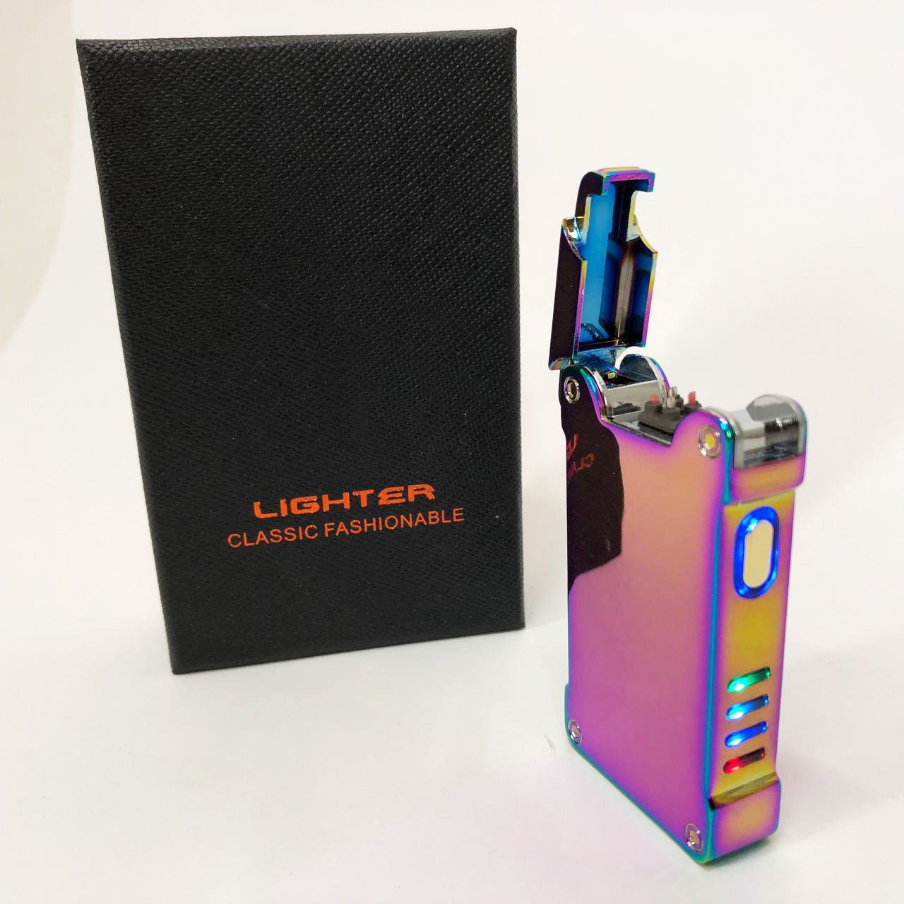 Дугова електроімпульсна запальничка із USB-зарядкою ліхтариком LIGHTER HL-437. Колір: хамелеон, фото 1