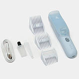 Дитяча машинка для стрижки VGR V-155 BLUE дітей новонароджених безшумна тиха з насадками 0-12 мм, фото 2