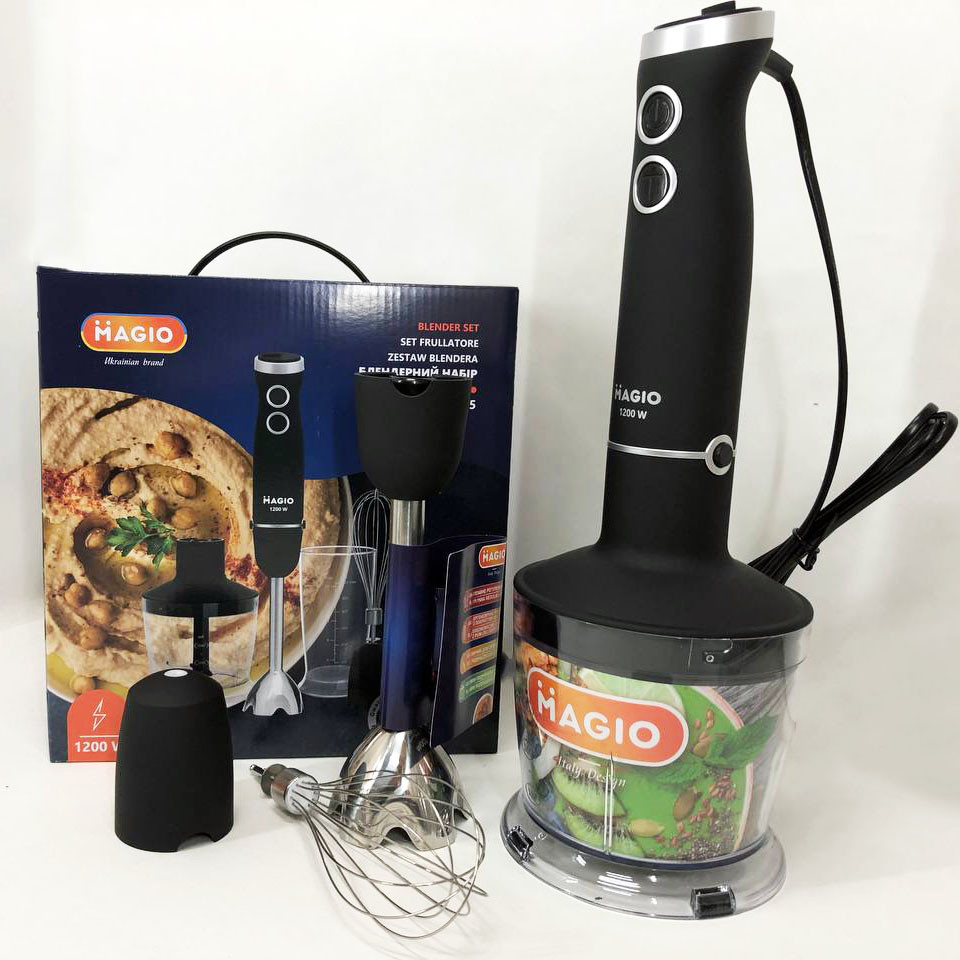 Блендер MAGIO MG-655, портативний блендер для смузі, ручний занурювальний блендер, електричний блендер, фото 1