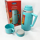 Термос Magio MG-1051B зі скляною колбою, Хороший термос, Термос для води. Колір: блакитний, фото 2