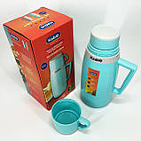 Термос Magio MG-1051B зі скляною колбою, Хороший термос, Термос для води. Колір: блакитний, фото 3