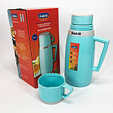 Термос Magio MG-1051B зі скляною колбою, Хороший термос, Термос для води. Колір: блакитний, фото 4