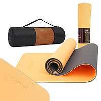 Килимок спортивний Cornix TPE 183 x 61 x 0.6 см для йоги та фітнесу XR-0001 Orange/Black