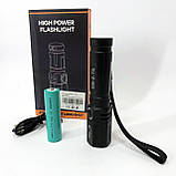 Ліхтар ручний акумуляторний PLD-535-2 з ремінцем, Ліхтарик світлодіодний для туриста, Сильний ліхтарик, фото 2