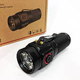 Ліхтар PLD W5182-3XHP360, Ручний ліхтарик led, Водонепроникний ліхтар, Кишеньковий ліхтар із usb зарядкою, фото 2