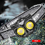 Ліхтар налобний WT208 2COB, білий, червоний, Налібний ліхтарик з usb зарядкою, Водонепроникний ліхтарик, фото 3