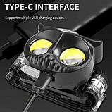 Ліхтар налобний WT208 2COB, білий, червоний, Налібний ліхтарик з usb зарядкою, Водонепроникний ліхтарик, фото 4