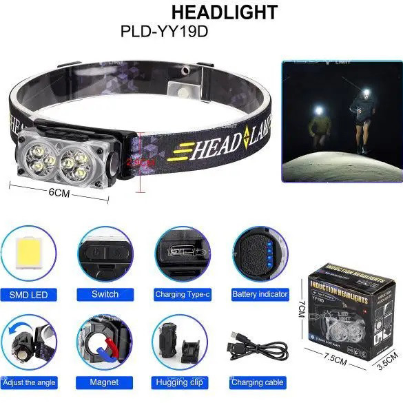 Ліхтар налобний YY-19D-6SMD Li-Ion, Світлодіодний ліхтар на лоб, Ліхтарик на голову із зарядкою, фото 1