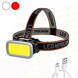 Ліхтар налобний YM-309-COB(white+red), Ліхтар з різними режимами роботи, Надпотужний ліхтар налобний, фото 3