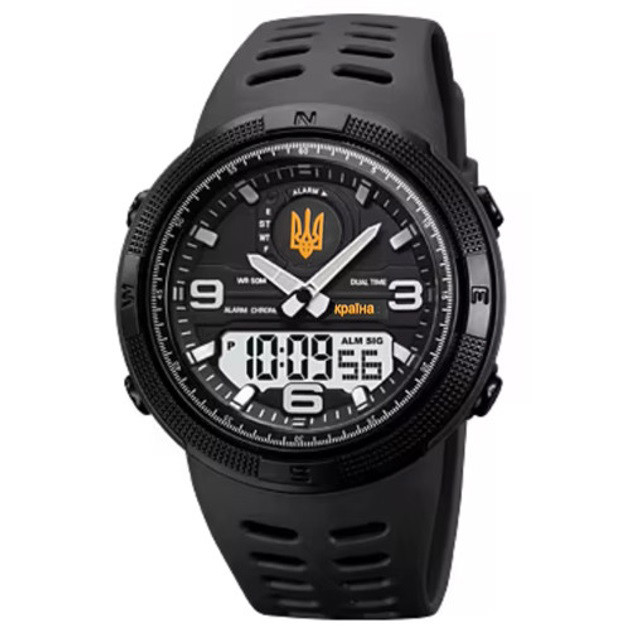 Годинник наручний чоловічий SKMEI 5561/1655BKWT, спортивний, Чоловічий армійський водостійкий тактичний, фото 1