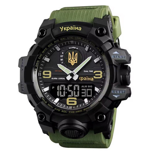 Годинник наручний чоловічий SKMEI 6851/1586AG, Військовий чоловічий наручний годинник зелений, Годинник, фото 1