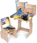 Дитяча парта 69.5х44.5 см регульована з малюнком Кота Війна та стільчиком N 2071-2-3 Дуб сонома, фото 2