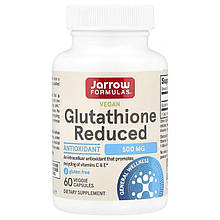 Глутатіон, Glutathione Reduced, Jarrow Formulas, зі зниженим вмістом, 500 мг, 60 веганських капсул