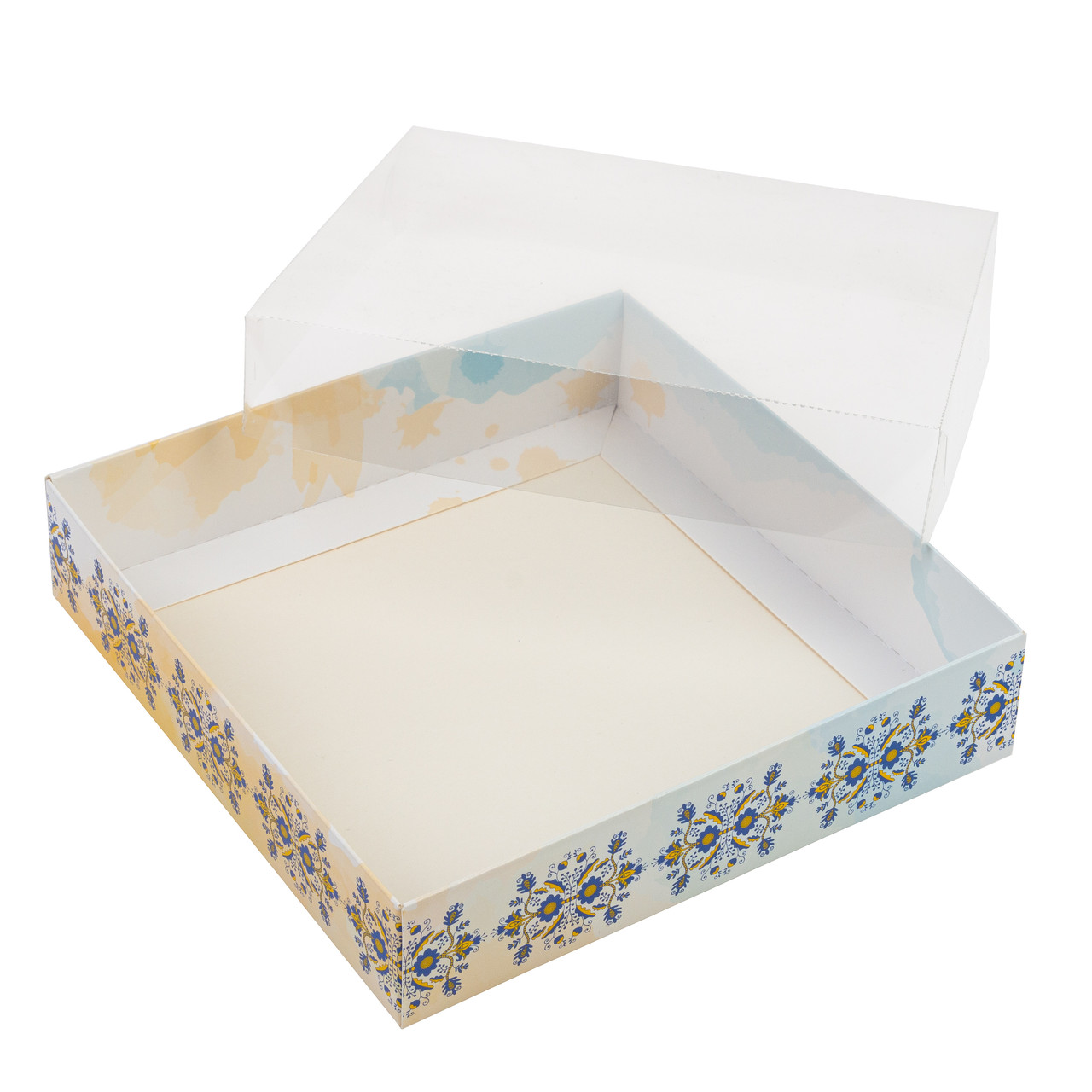 Коробка 160х160х35 для пряника з прозорою кришкою "Вишиванка", фото 1