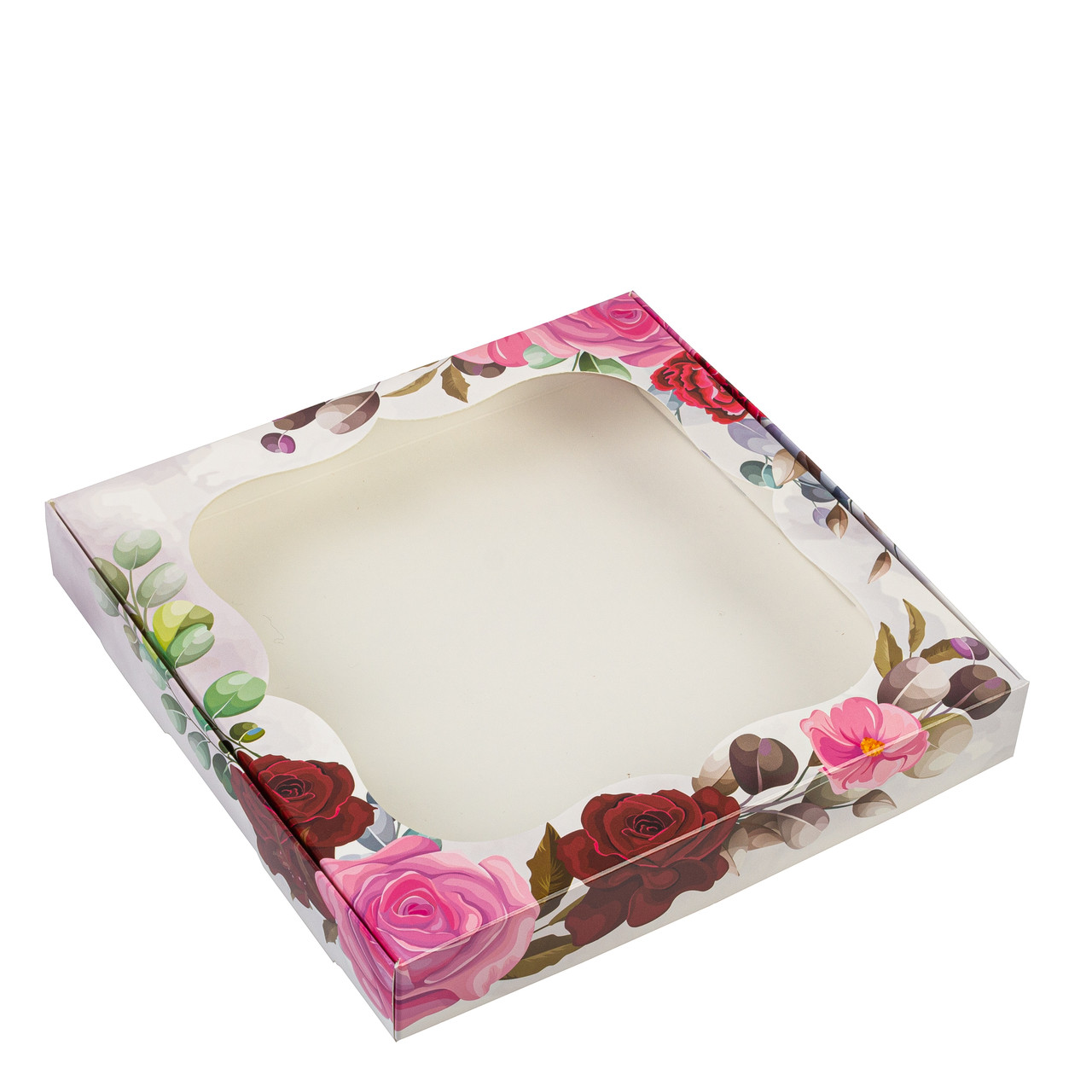 Коробка 200х200х30 для пряника з вікном "Троянда", фото 1