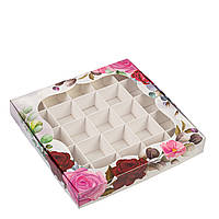 Коробка 200х200х30 (на 25 цукерок) з вікном "Троянда"