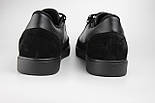 М'які шкіряні кросівки замшеві вставки чорні кеди чоловіче взуття повсякденне Rosso Avangard Rumi Black, фото 5