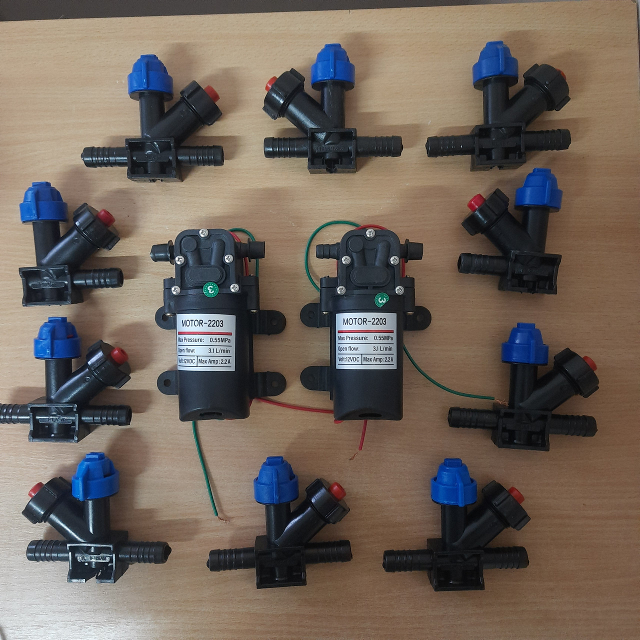 Комплект для саморобного обприскувача 2 насоси та 10 форсунок, фото 1