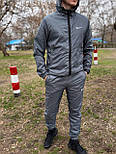 Спортивний костюм чоловічий Nike весна-осінь комплектом (вітровка+ штани) із плащівки водовідштовхувальний чорний. Живе фото, фото 6