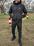 Спортивний костюм чоловічий Nike весна-осінь комплектом (вітровка+ штани) із плащівки водовідштовхувальний чорний. Живе фото, фото 4