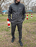 Спортивний костюм чоловічий Nike весна-осінь комплектом (вітровка+ штани) із плащівки водовідштовхувальний чорний. Живе фото, фото 2