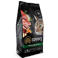 Сухий корм для котів Adult Cat Gourmand Fresh Turkey & Duck зі свіжого м'яса індички та качки 2 кг Savory