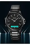 Skmei 2120BKBK Black-Black Чоловічий годинник із подвійною індикацією часу на металевому браслеті., фото 2