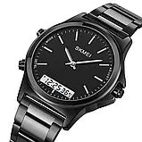 Skmei 2120BKBK Black-Black Чоловічий годинник із подвійною індикацією часу на металевому браслеті., фото 3