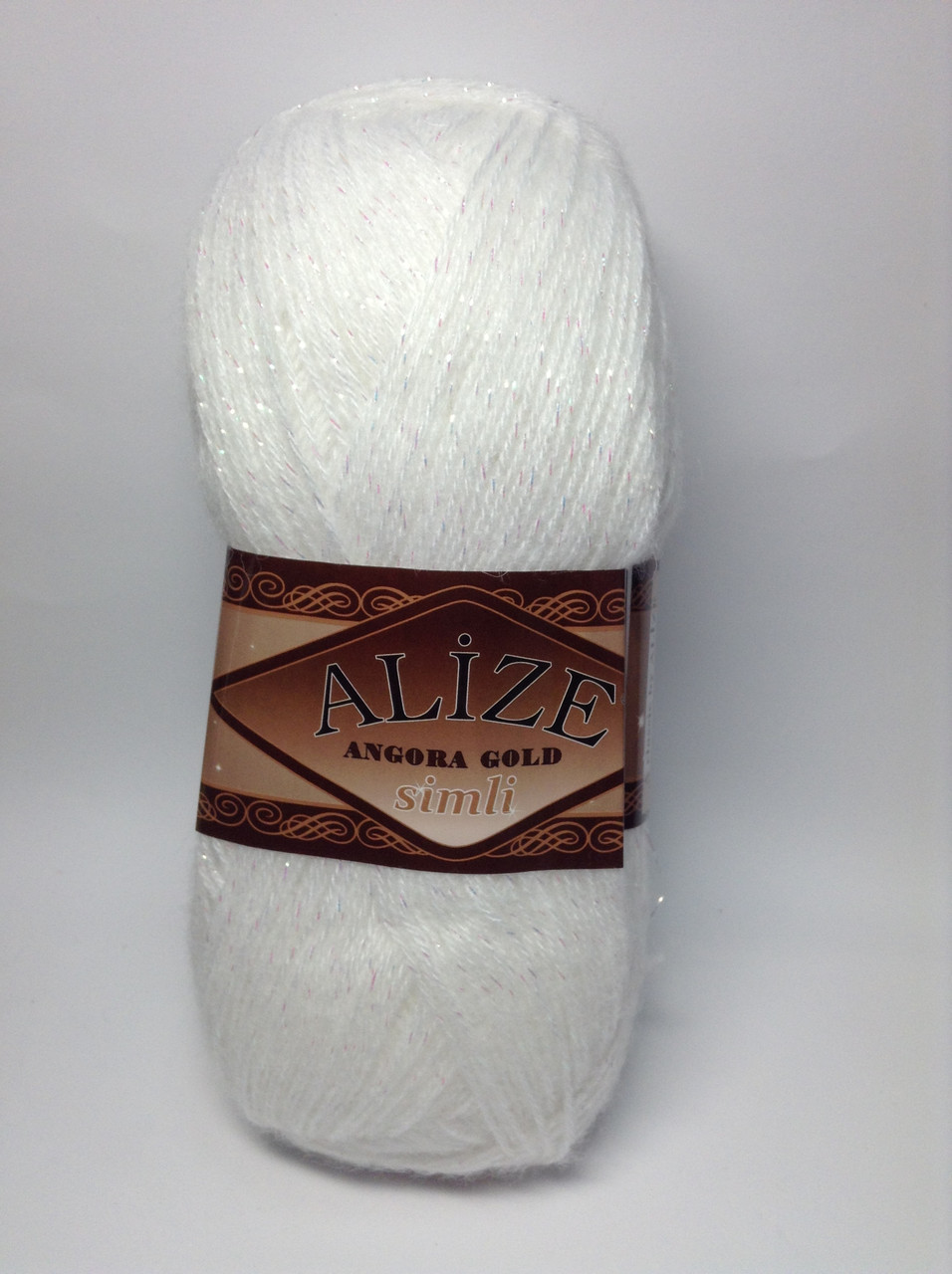 Пряжа angora gold simli - колір білий