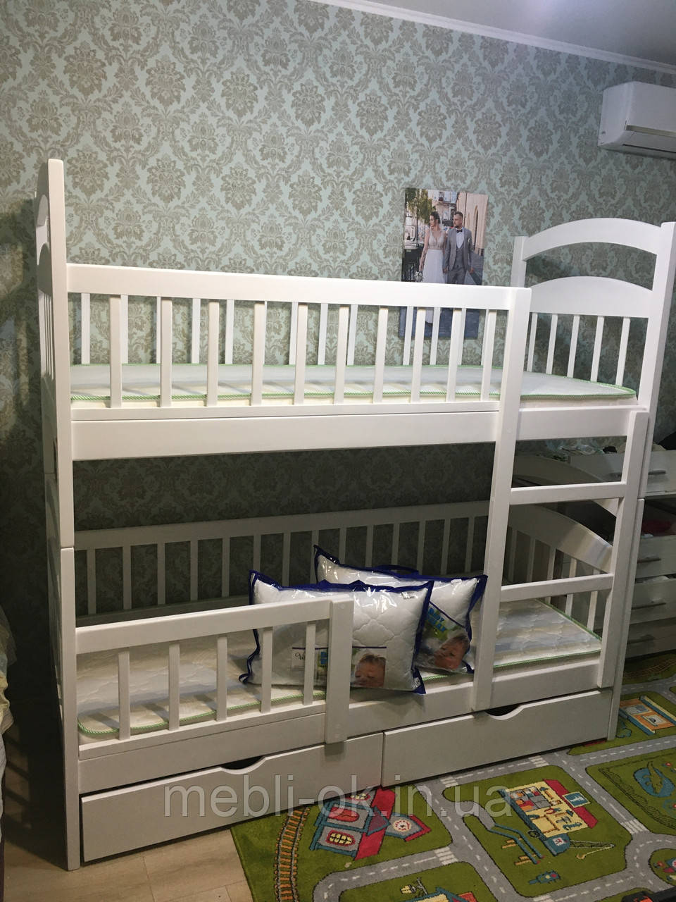Двох'ярусне дитяче ліжко Каріна Люкс Посилена NEW 80*190 БІЛА
