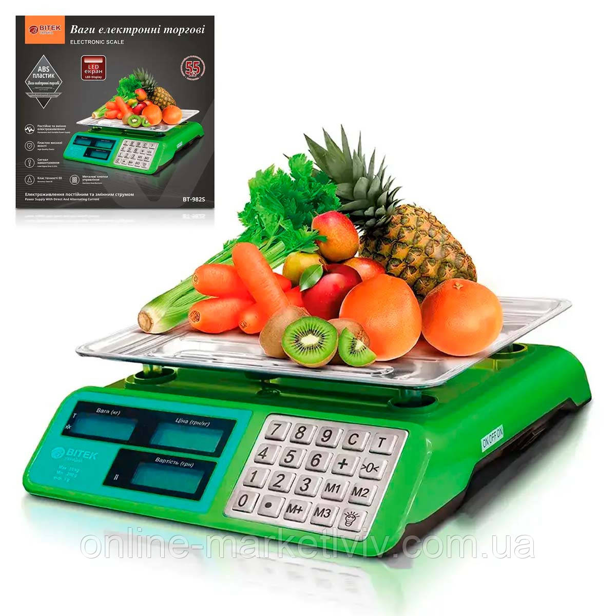 Акумуляторні ваги торгові з дисплеями до 55кг, BITEK BT-982S / Ваги електронні / Торгові ваги, фото 1