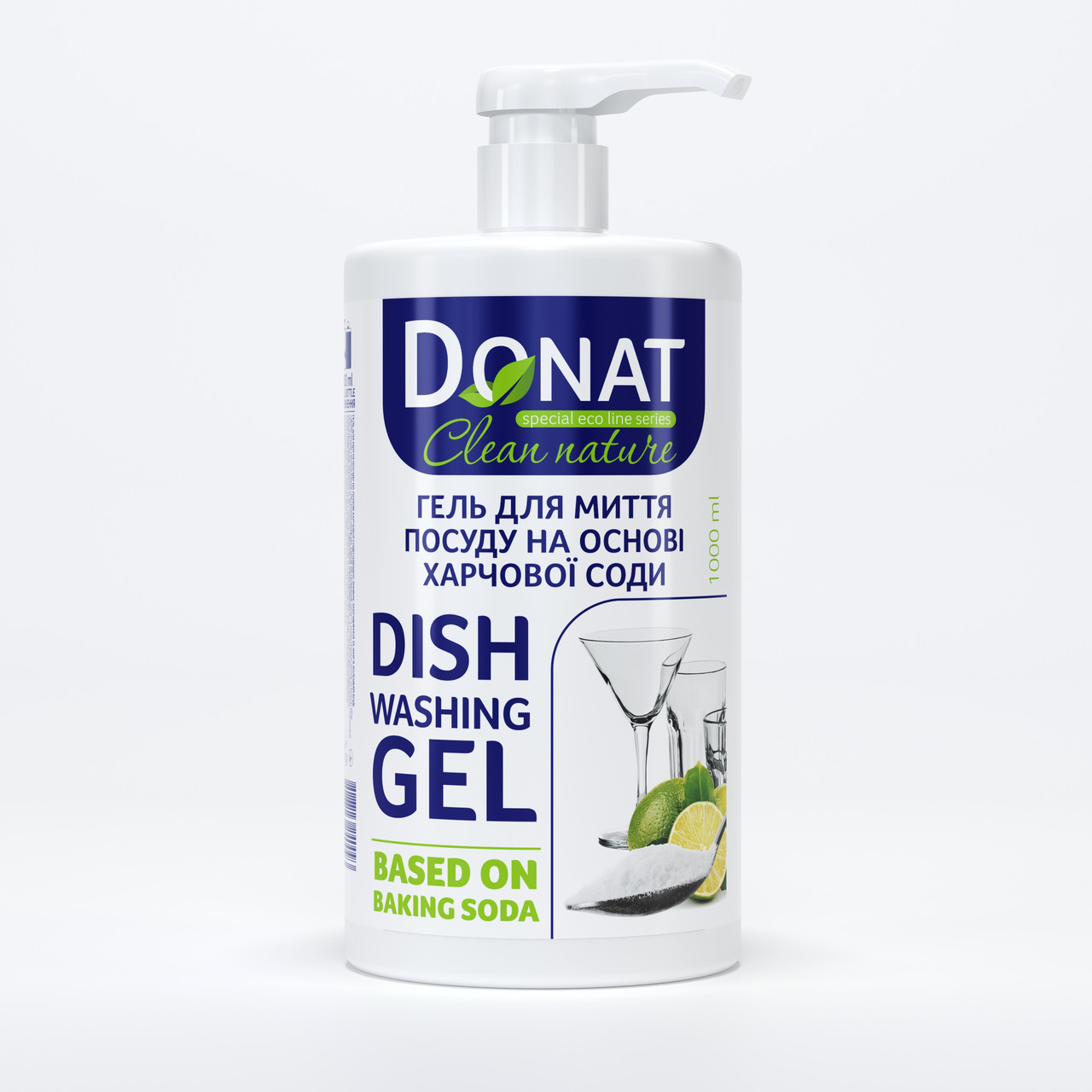 Гель для миття посуду з дозатором  на основі харчової соди Donat Clean Nature 1 л,, фото 1