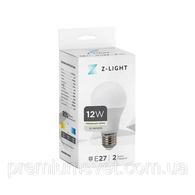 Світлод. лампа LED A60 E27 12Вт 4000К Z-Light ZL16012274 (1003), фото 1