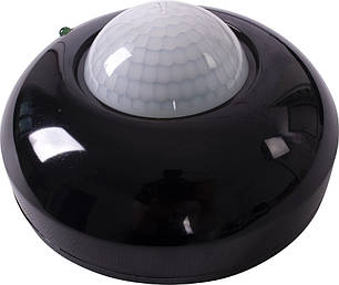 Датчик руху інфрачервоний стельовий e.sensor.pir.07.black(чорний), 360°, IP20, фото 1