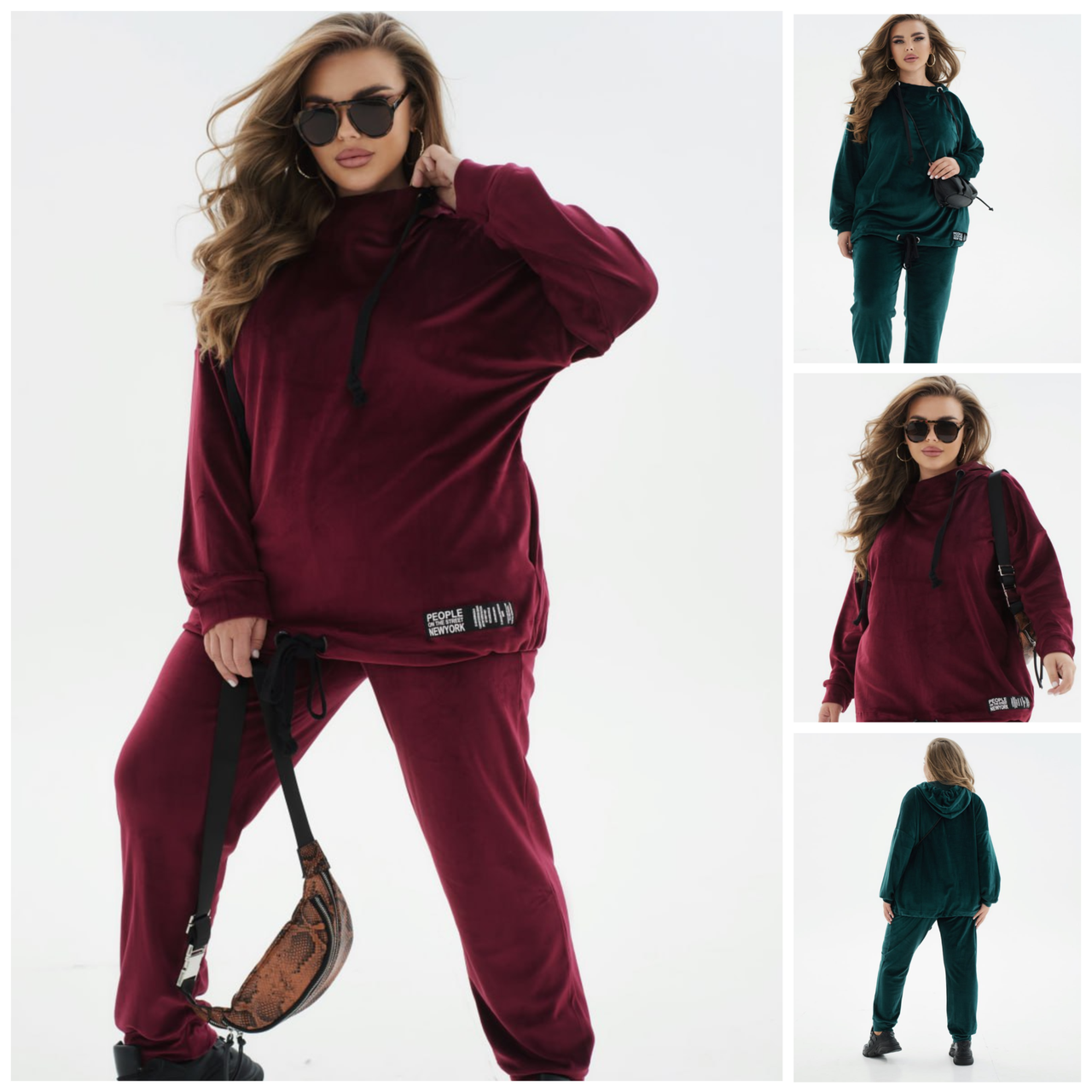 Р-ри 46-68 Жіночий велюровий спортивний костюм, фото 1