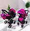 Коляска для ляльки з сумкою 9695 Carrello малинова, max висота ручки 80 см, фото 7