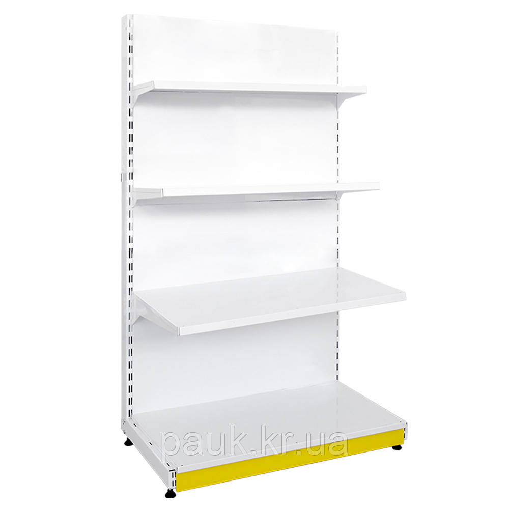 Торговий стелаж 1600*950 мм, стелаж прямий приставний, металевий стелаж Рістел, пристінний стелаж в магазин, стелаж для торгівлі, фото 1