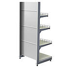 Торговий стелаж 1600*1200 мм, стелаж прямий приставний, металевий стелаж Рістел, пристінний стелаж в магазин, стелаж для торгівлі, фото 6