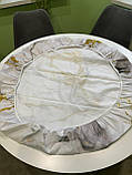 Скатертина кругла під мармур водовідштовхувальна на гумці. Скатертина на круглий стіл діаметр 80 см, фото 7