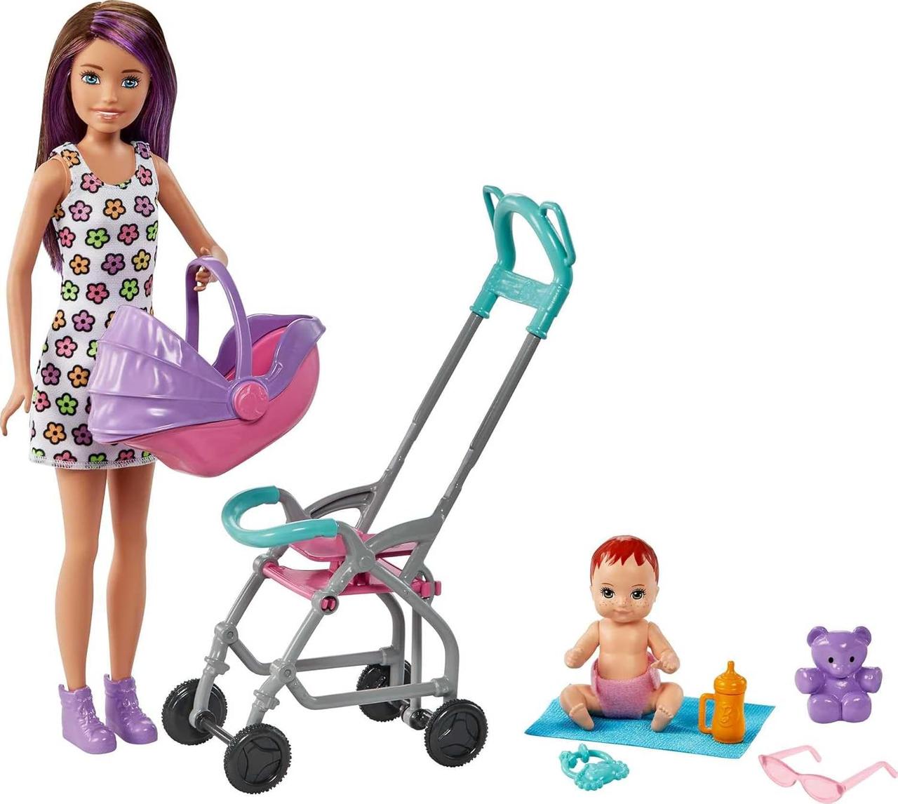 Лялька Барбі Скиппер Няня з коляскою і пупсом Barbie Skipper GXT34