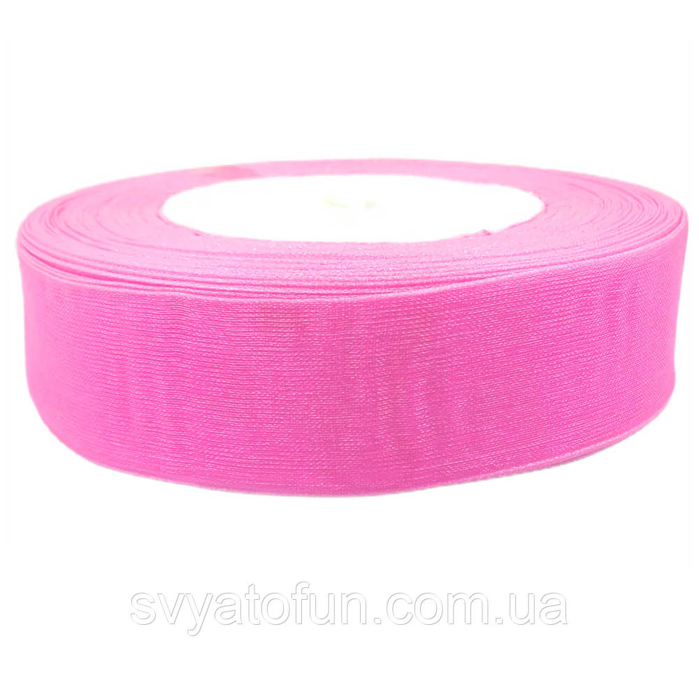 Стрічка органза 2,5 см рожева 43 м