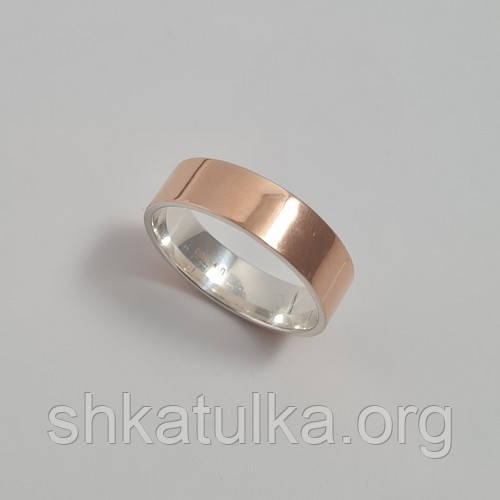 Обручка срібна із золотою напайкою американка