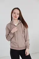 Толстовка Aksan жіноча замок капюшон кофта збільшеного розміру 3XL капучіно