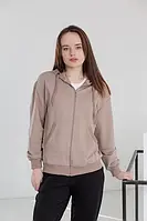 Толстовка Aksan жіноча замок капюшон кофта збільшеного розміру 2XL капучіно