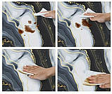 Скатертина кругла під мармур водовідштовхувальна на гумці. Скатертина на круглий стіл діаметр 80 см, фото 4