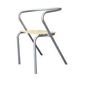 Стілець металевий, з дерев'ним сидінням (бук)