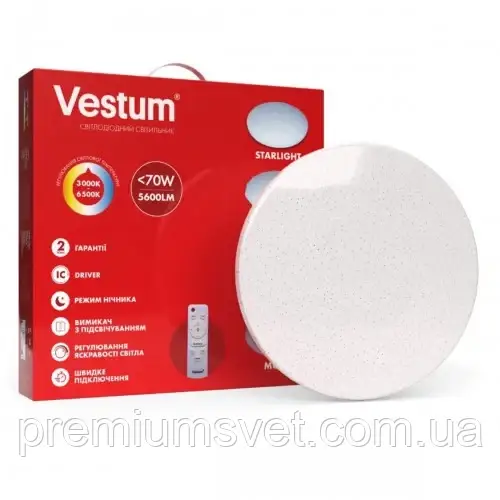 Світильник SMART Vestum STARLIGHT 70W 385*60мм 3000K-6500К, 5600Lm з д/у (1-VS-8501), фото 1