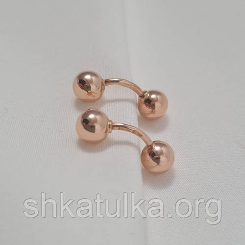 Сережки вкрутки із золота з гладкими намистинами одного розміру