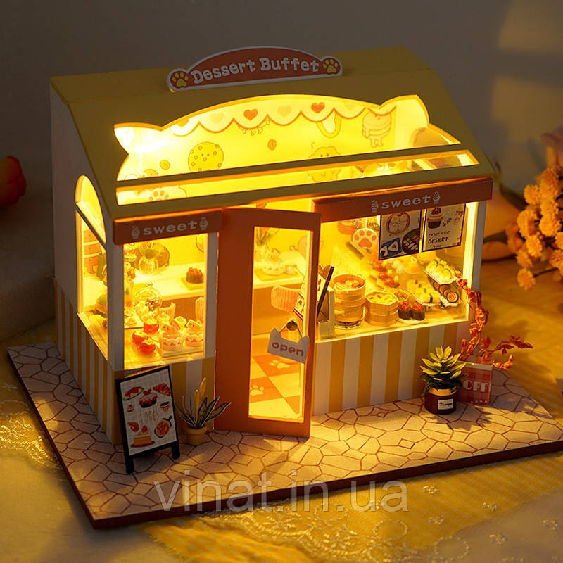 Румбокс Мініатюрна кондитерська Cake Shop DIY Book Nook Kit Інтер'єрний конструктор TD-34