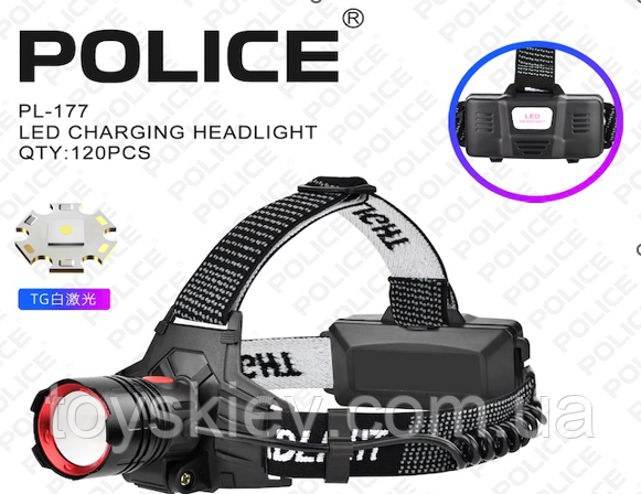 Ліхтар налобний PL-177, TG LED, 2*18650, ЗП Type-C, фото 1